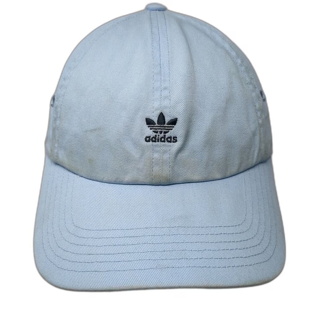 Adidas Baseball Cap Blue One Size Trefoil Embroidered Logo Slideback Cotton Hat